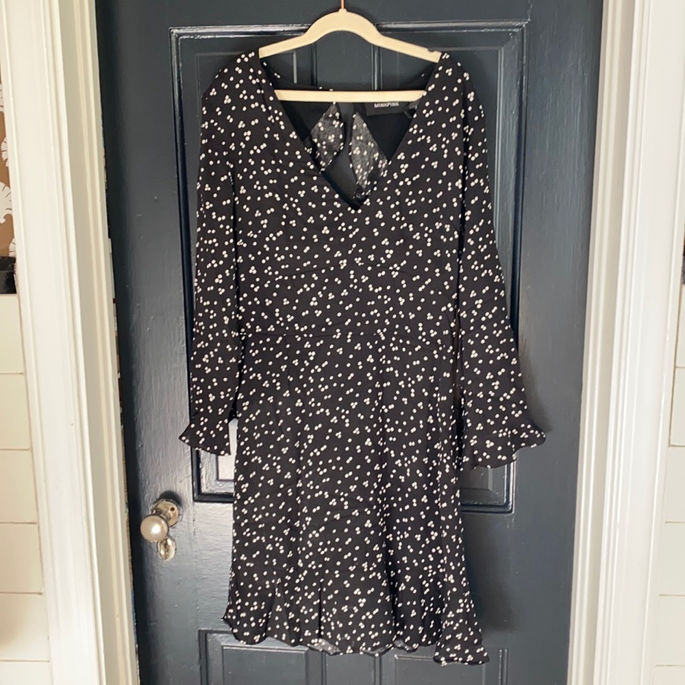 Mink Pink flirty, Ruffled polka dot mini. Size XS.